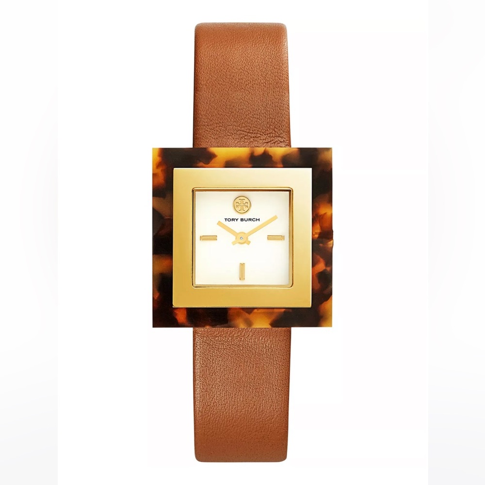 Tory Burch Sedgewick Luggage Leather Strap Watch